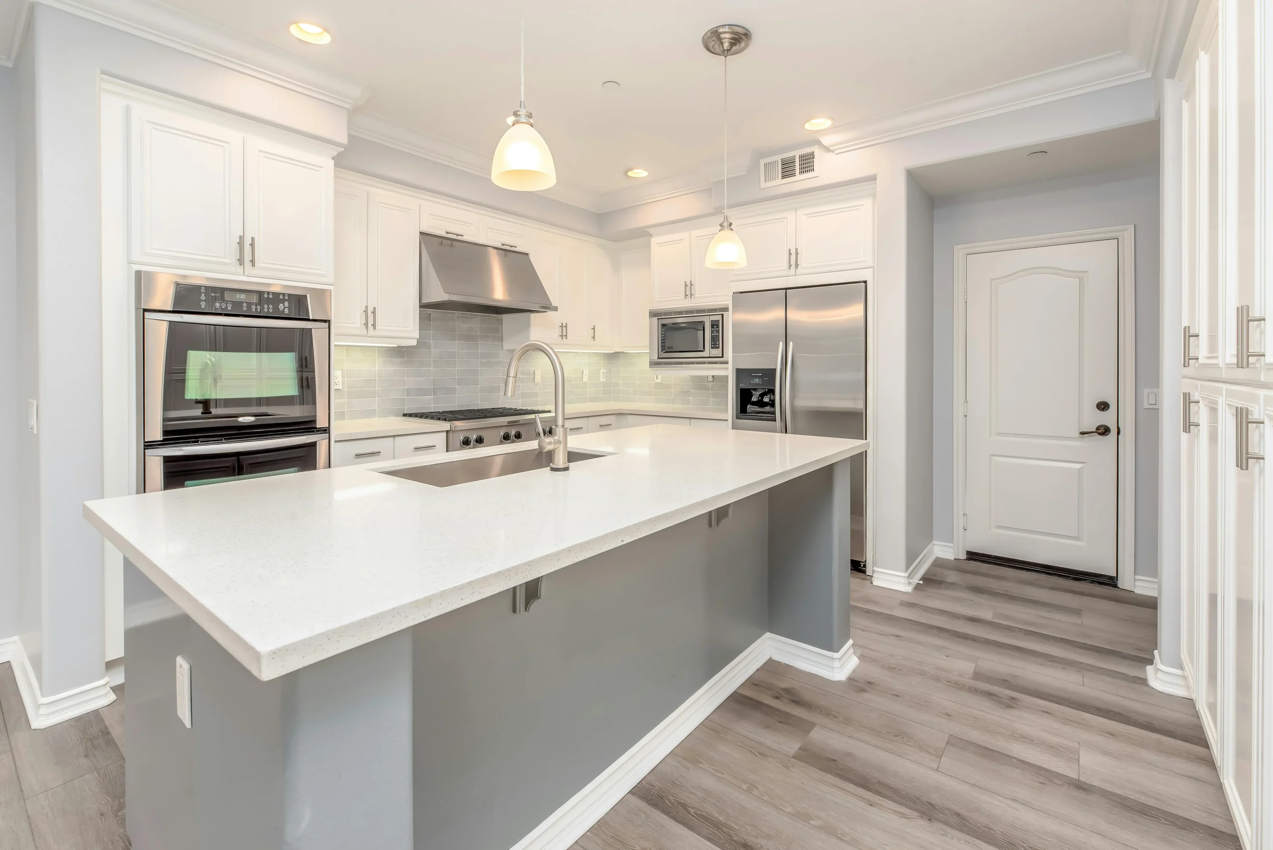 modern white kitchen with island
